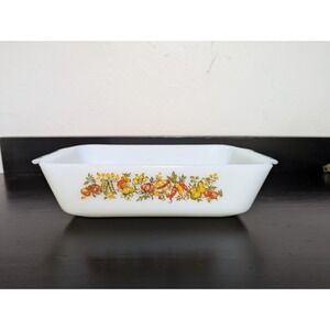 Vintage Anchor Hocking Milk Glass Vegetable Harvest Loaf Pan 1 QT‎